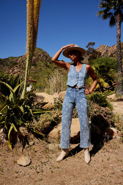 Shea Floral Straight Leg Jeans in Light Wash FINAL SALE