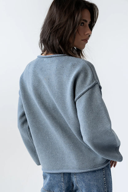 Carlie Knit Cardigan in Light Blue