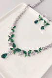 Royal Blue Butterfly Crystal Drop Earrings Necklace Jewelry Set