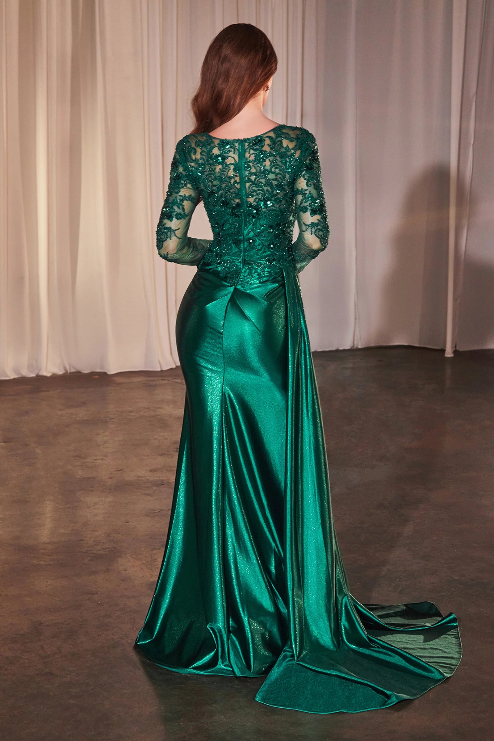 Debra Gown Long Sleeve Lace Satin Formal Dress