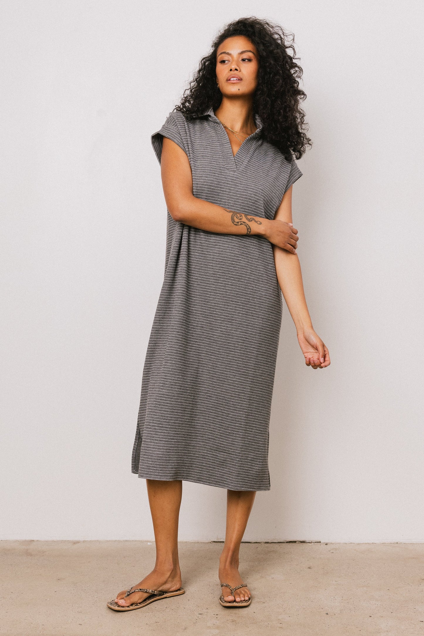 Elisa Striped Maxi Dress in Grey FINAL SALE
