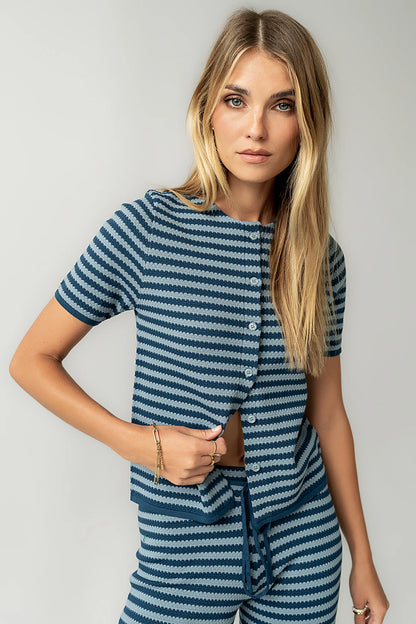 Ireland Striped Top in Blue FINAL SALE