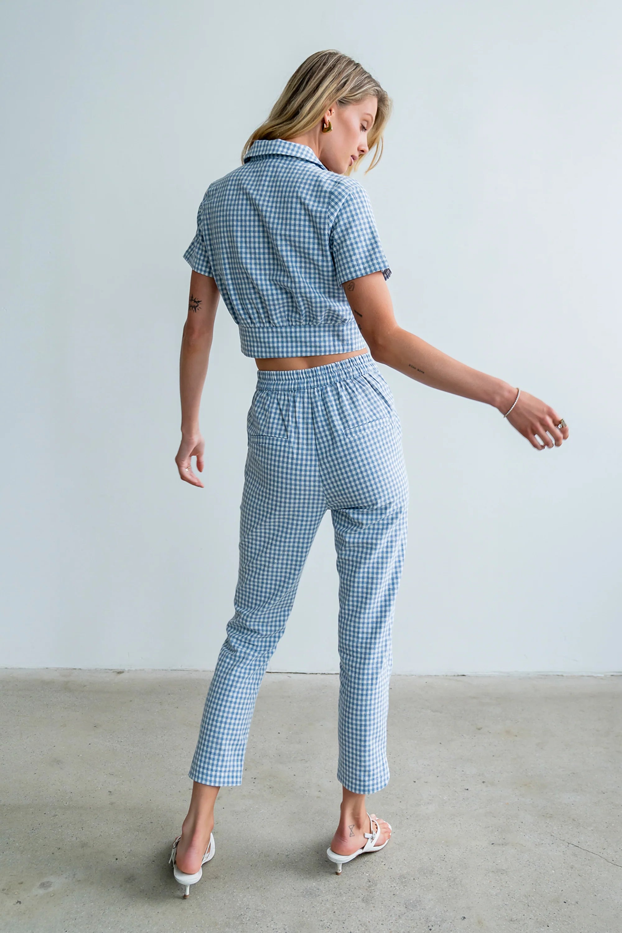 Madie Gingham Button Up in Blue