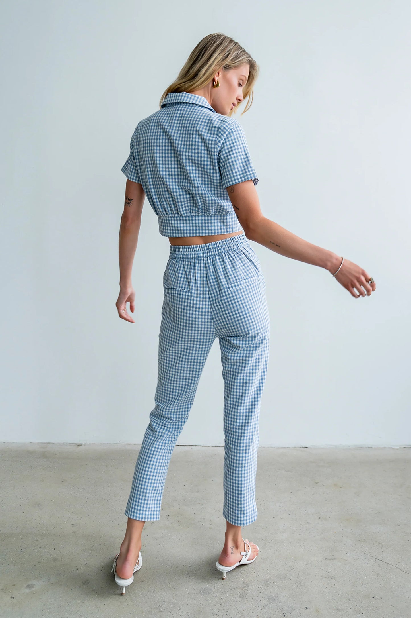 Madie Gingham Button Up in Blue