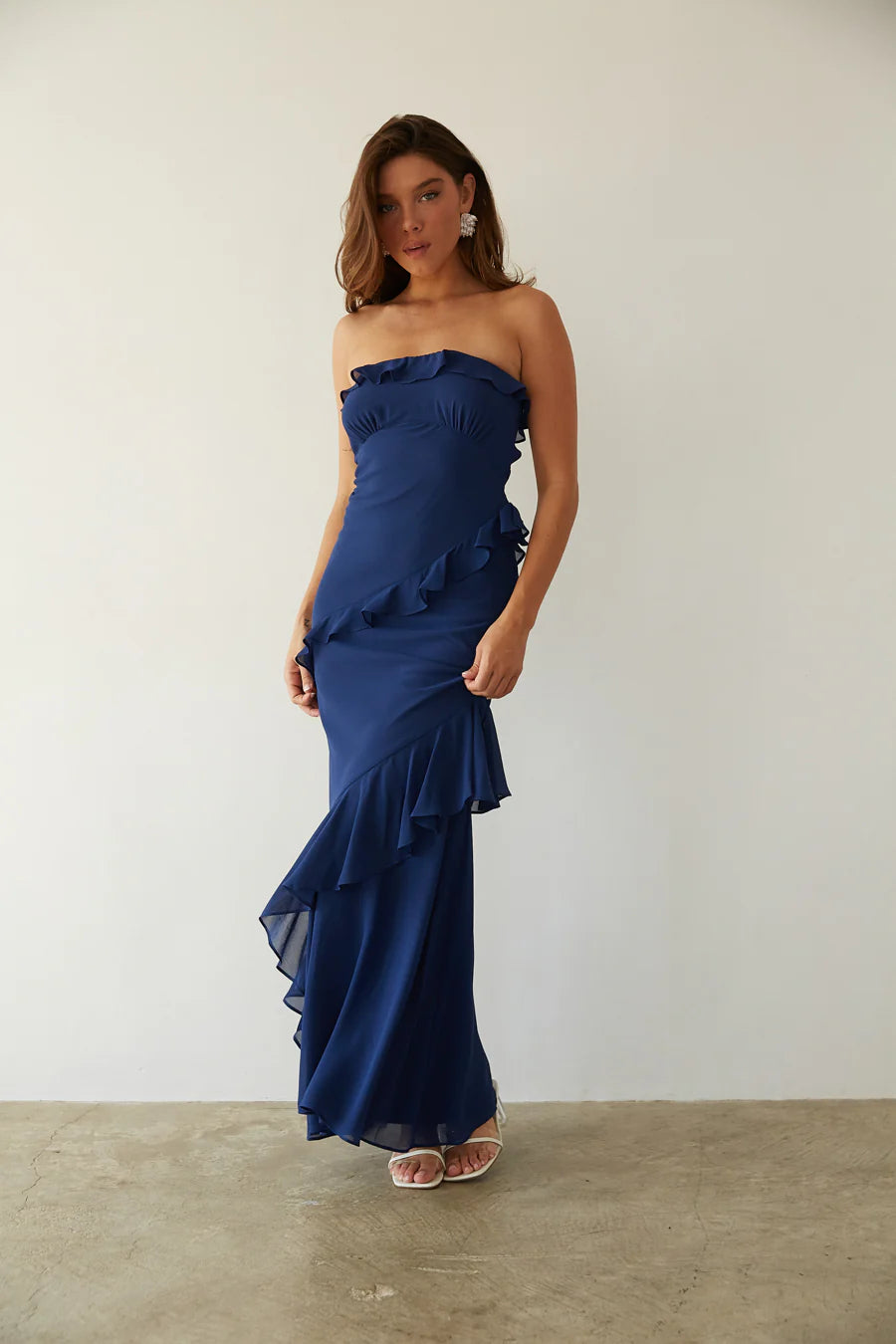 Jana Ruffle Open Back Maxi Dress