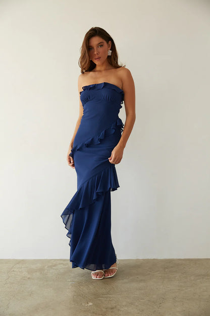 Jana Ruffle Open Back Maxi Dress