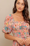 ROSY TWILIGHT FLORAL MIDI DRESS