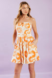 TANGERINE MIMOSAS ORANGE FLORAL MINI DRESS FINAL SALE
