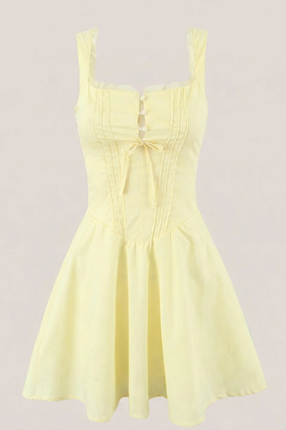 White Cotton Ruffled A Line Mini Dress