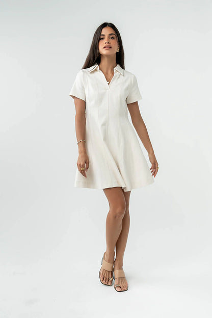 Carlie Denim Mini Dress in Cream