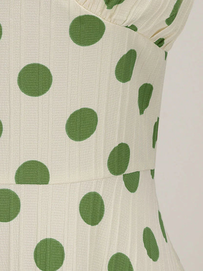 Polka Dots Halter Audrey Hepburn Style 1950S Vintage Dress With Bow Backless