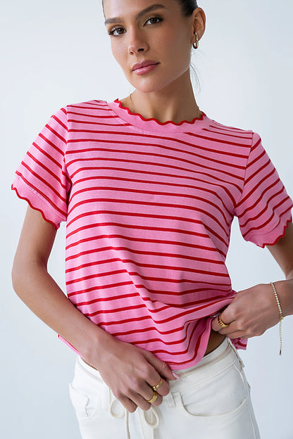 Walker Scalloped Top in Pink
