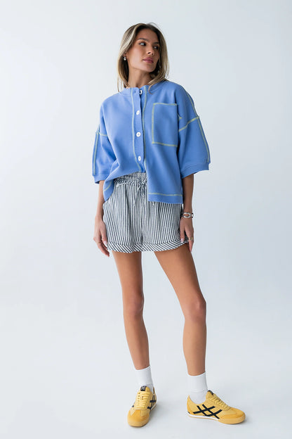 Liam Oversized Top in Blue