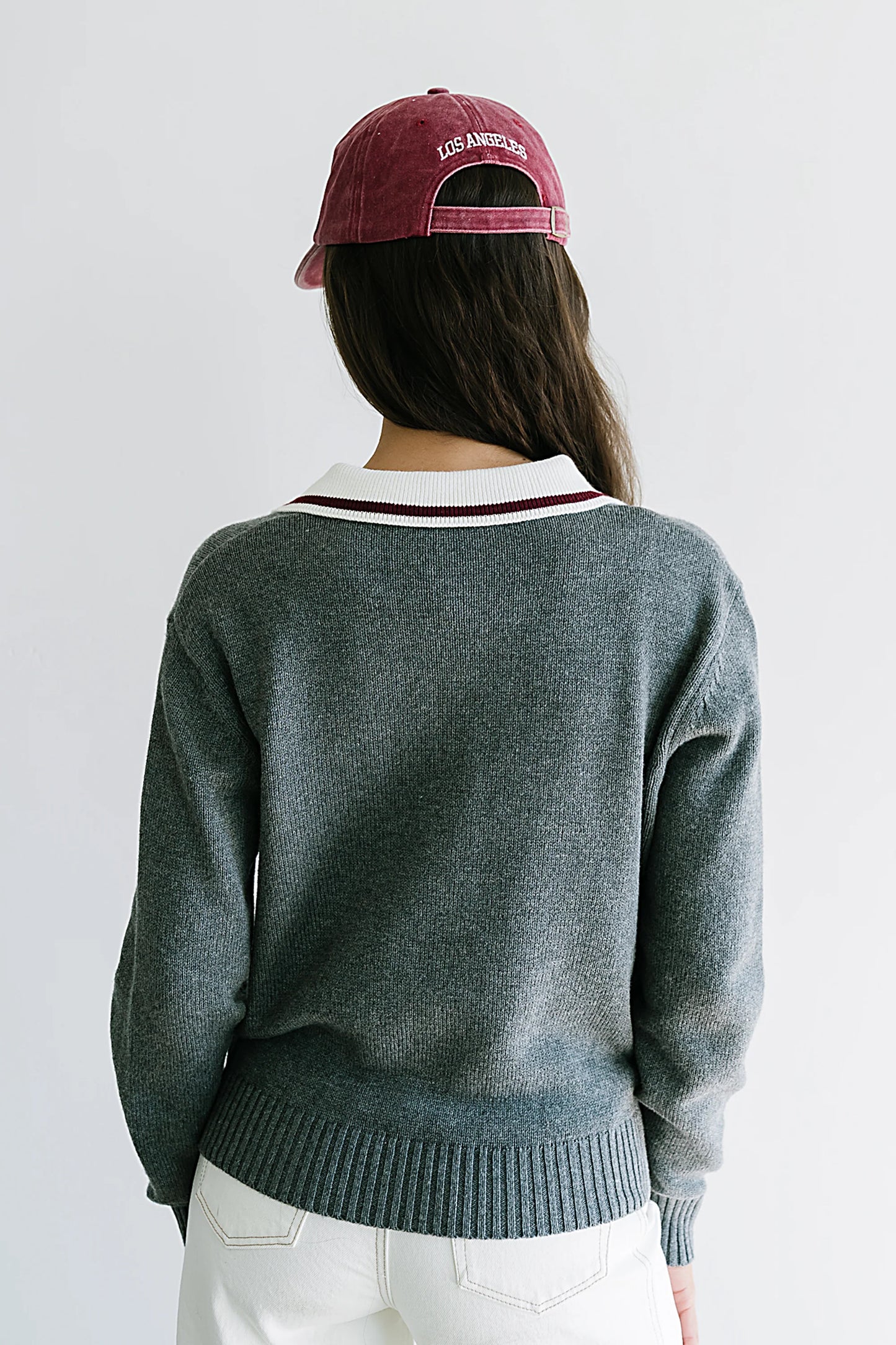 Justine Collared Sweater in Grey FINAL SALE