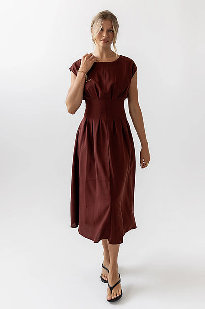 Matilda Pleated Maxi Dress in Rust FINAL SALE