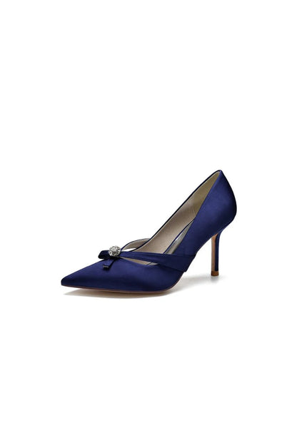 Crystal Bow Tie Pointed Toe High Heels