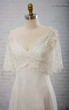 Sweetheart A line Chiffon Dress With Half sleeved Illusion Bodice