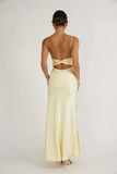 Paula Maxi Dress Lemon Yellow Satin Slip Dress