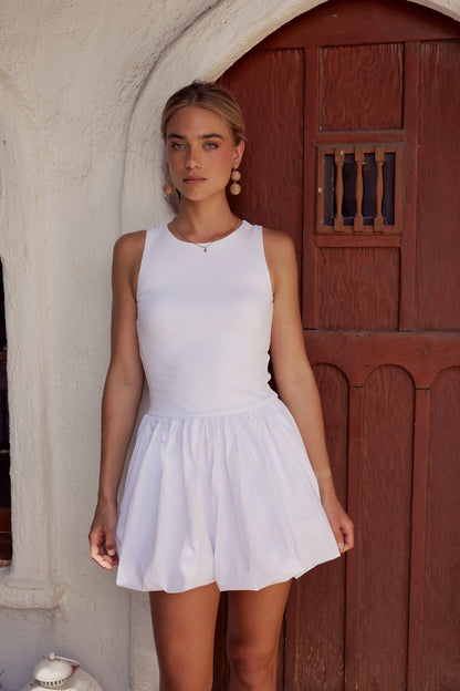 Nila Bubble Mini Dress in White FINAL SALE