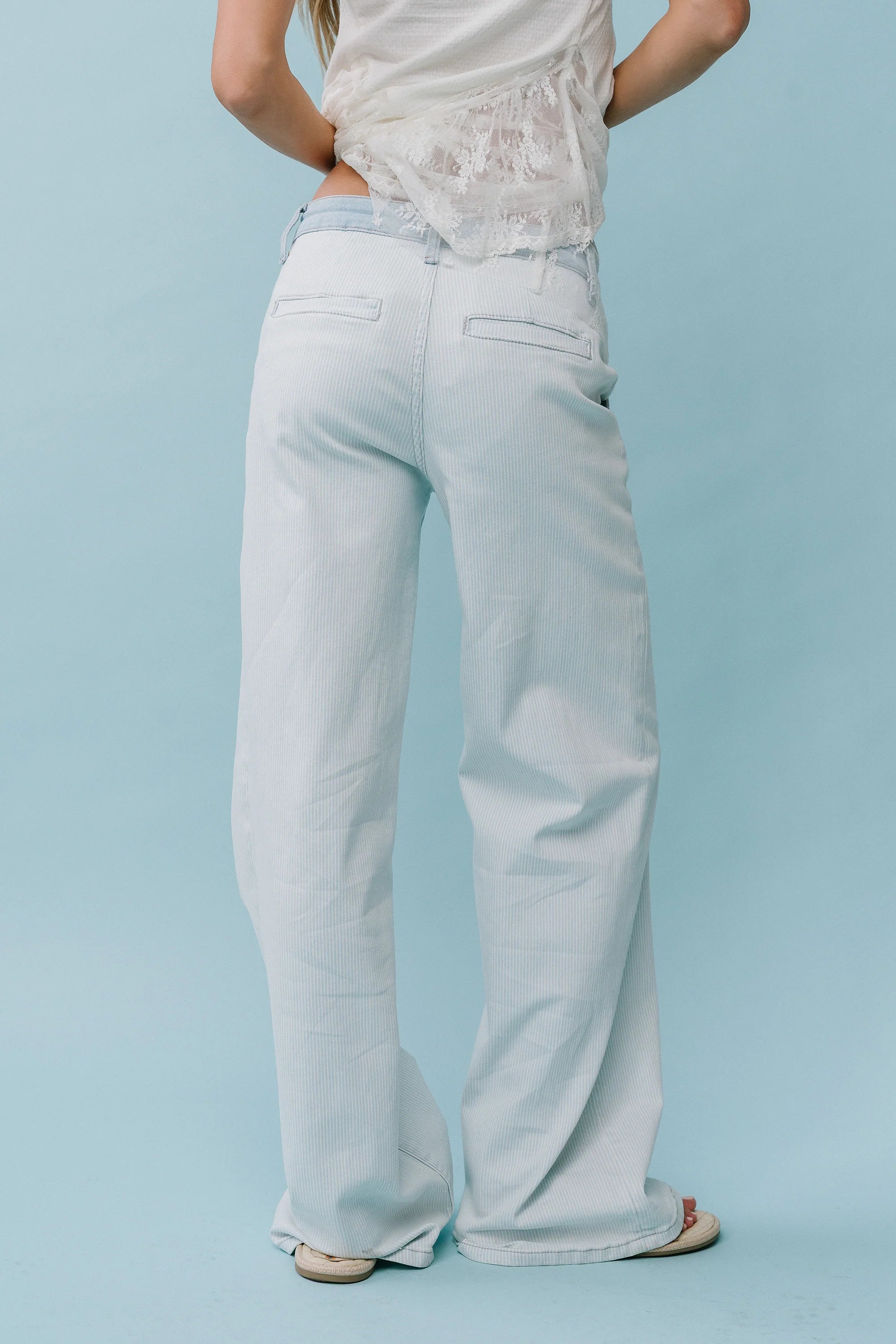 Kendall Striped Wide Leg Jeans