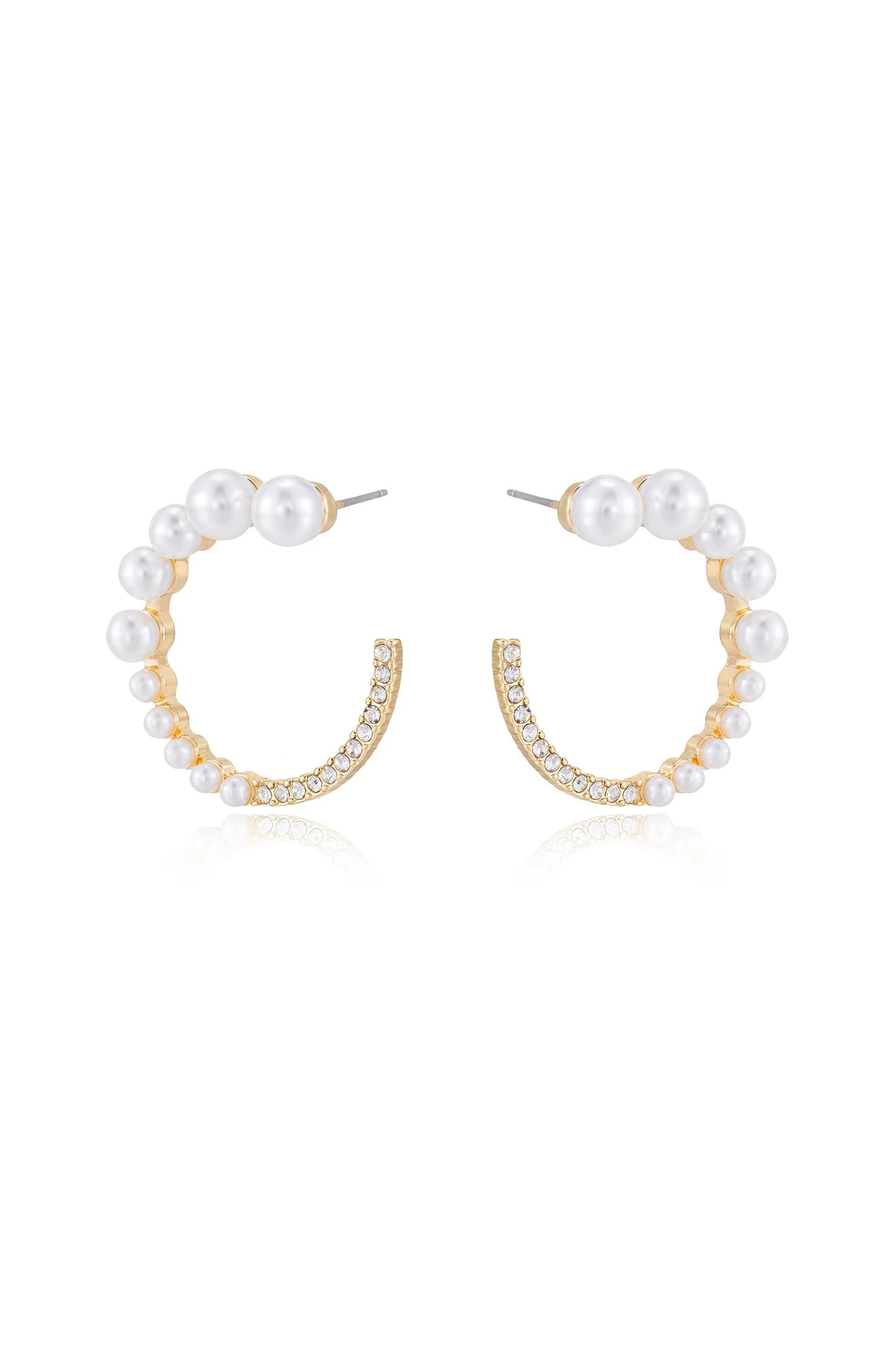 Chic Pearl And Crystal Open Circle Earrings