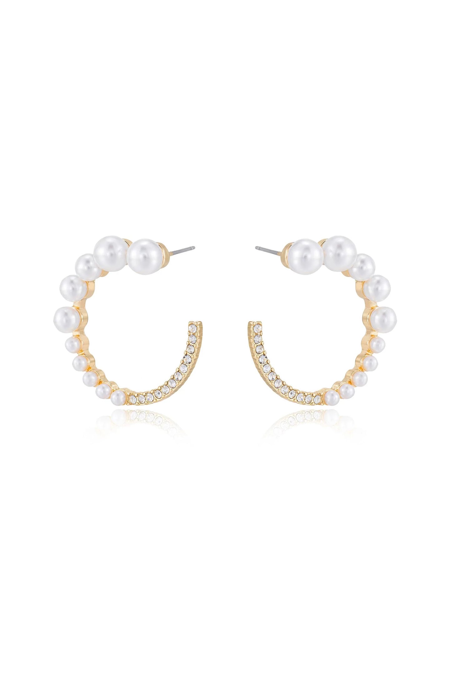 Chic Pearl And Crystal Open Circle Earrings