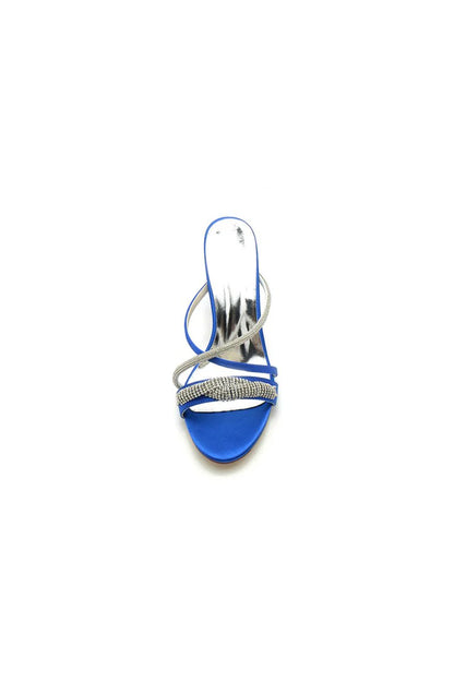 Open Toe Block Heels with Rhinestone