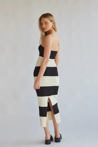 Nikki Striped Knit Midi Tube Dress