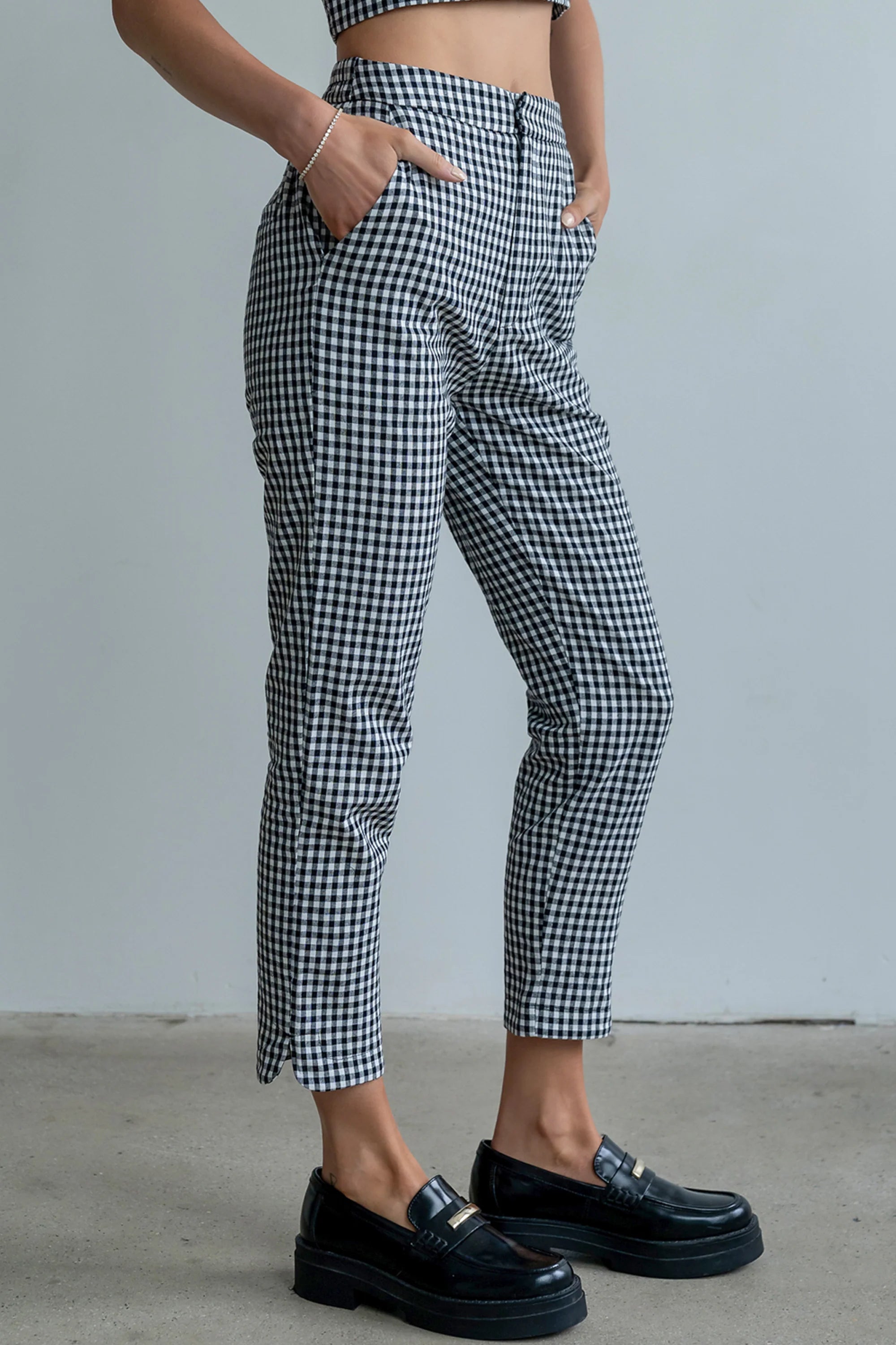 Madie Gingham Pants in Black