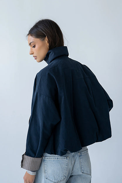 Colette Oversized Trench Jacket in Navy