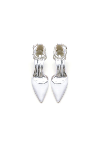 Pointed Toe Wedding Heels with Pearl Tassel