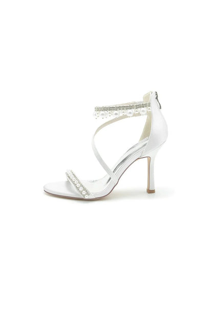 Elegant Single Strap Pearl Beaded Wedding Shoes