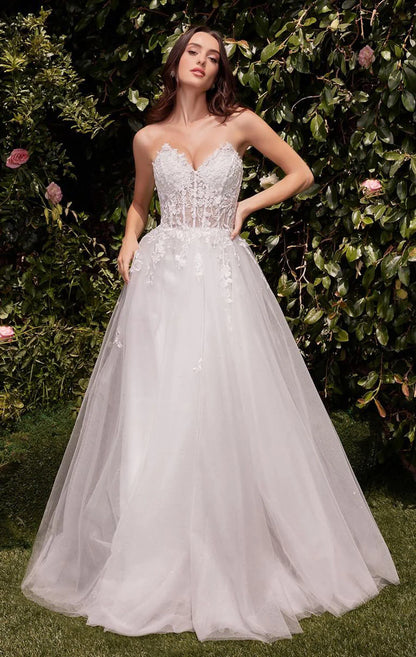 ELLEN GOWN OFF WHITE STRAPLESS A LINE LACE TULLE DRESS