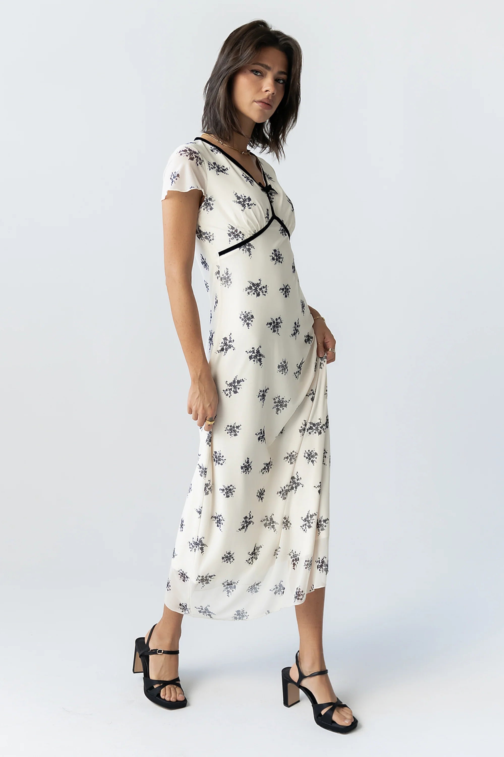Neo Mesh Maxi Dress in Ivory