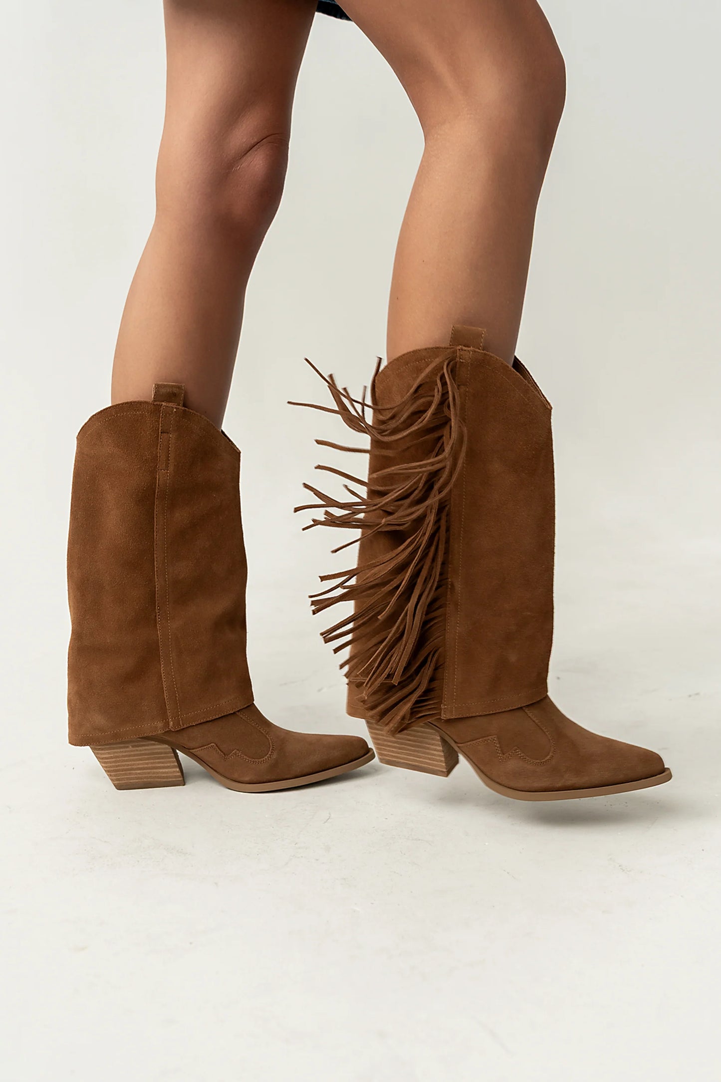 Deston Fringe Boots in Tan