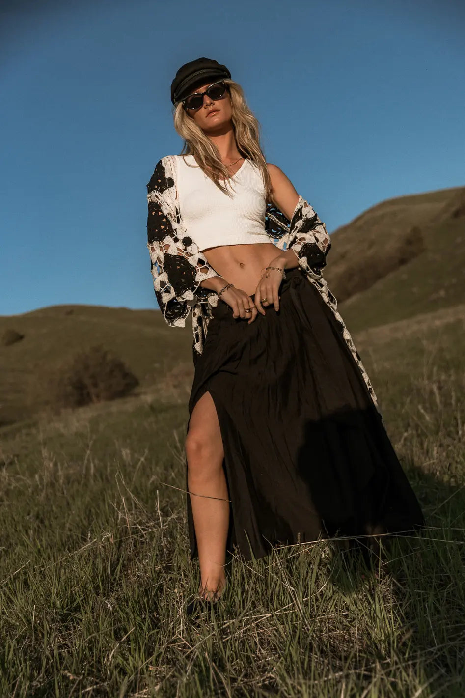 Kiri Double Slit Skirt in Black FINAL SALE