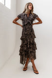 James Ruffle Maxi Dress in Grey