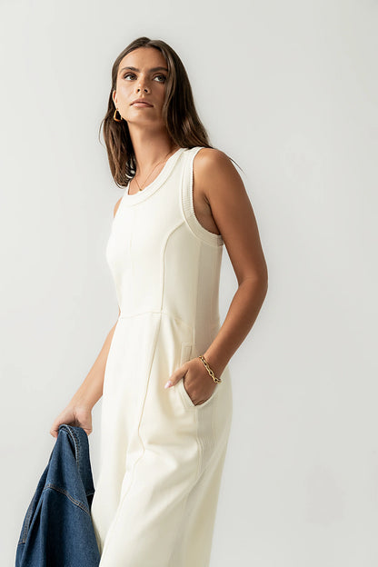 Tristan Knit Jumpsuit in Cream