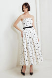BLACK ROSE STRAPLESS MIDI DRESS