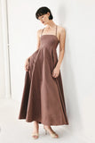 PURE LINE OPEN BACK MIDI DRESS