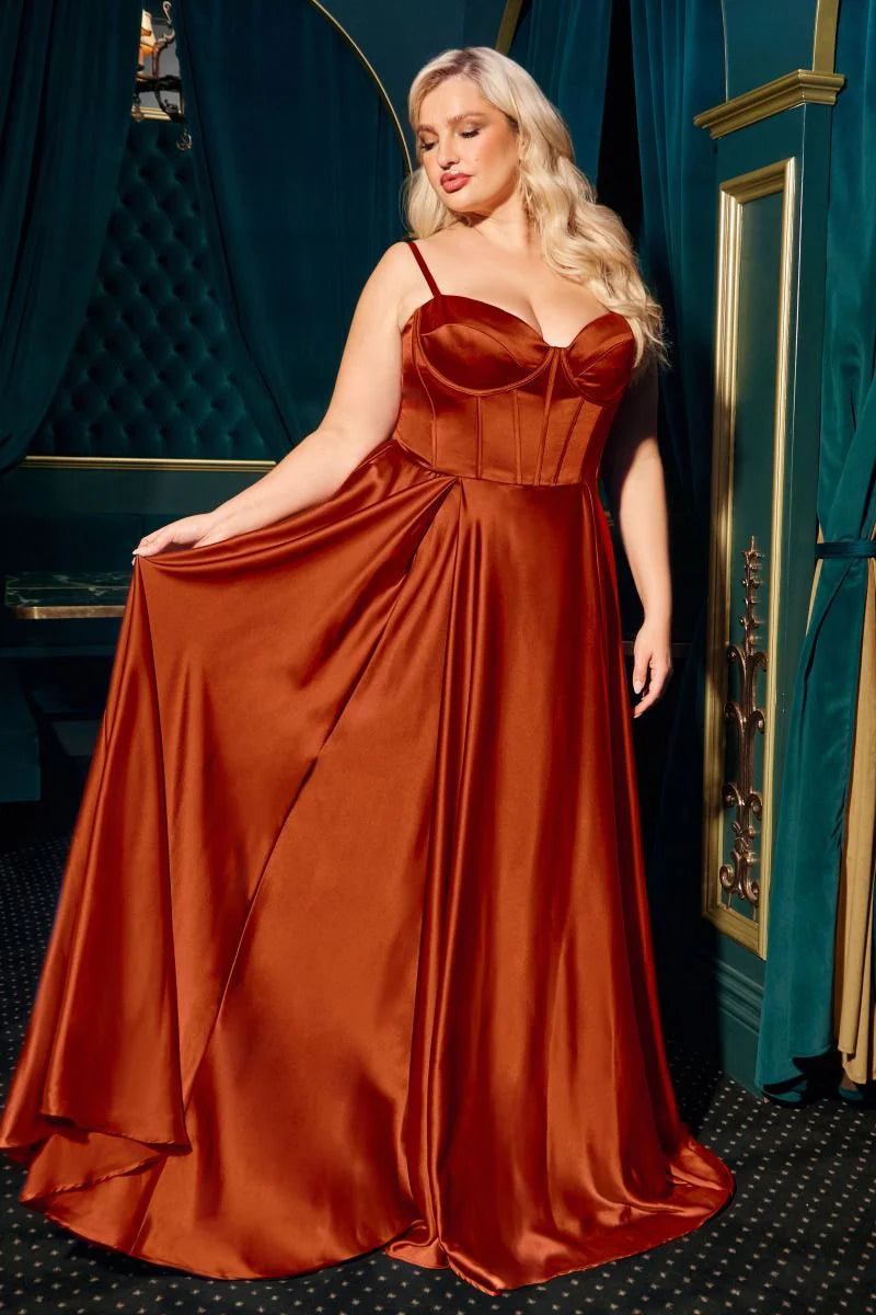 SELMA GOWN A LINE LUXE SATIN BUSTIER DRESS