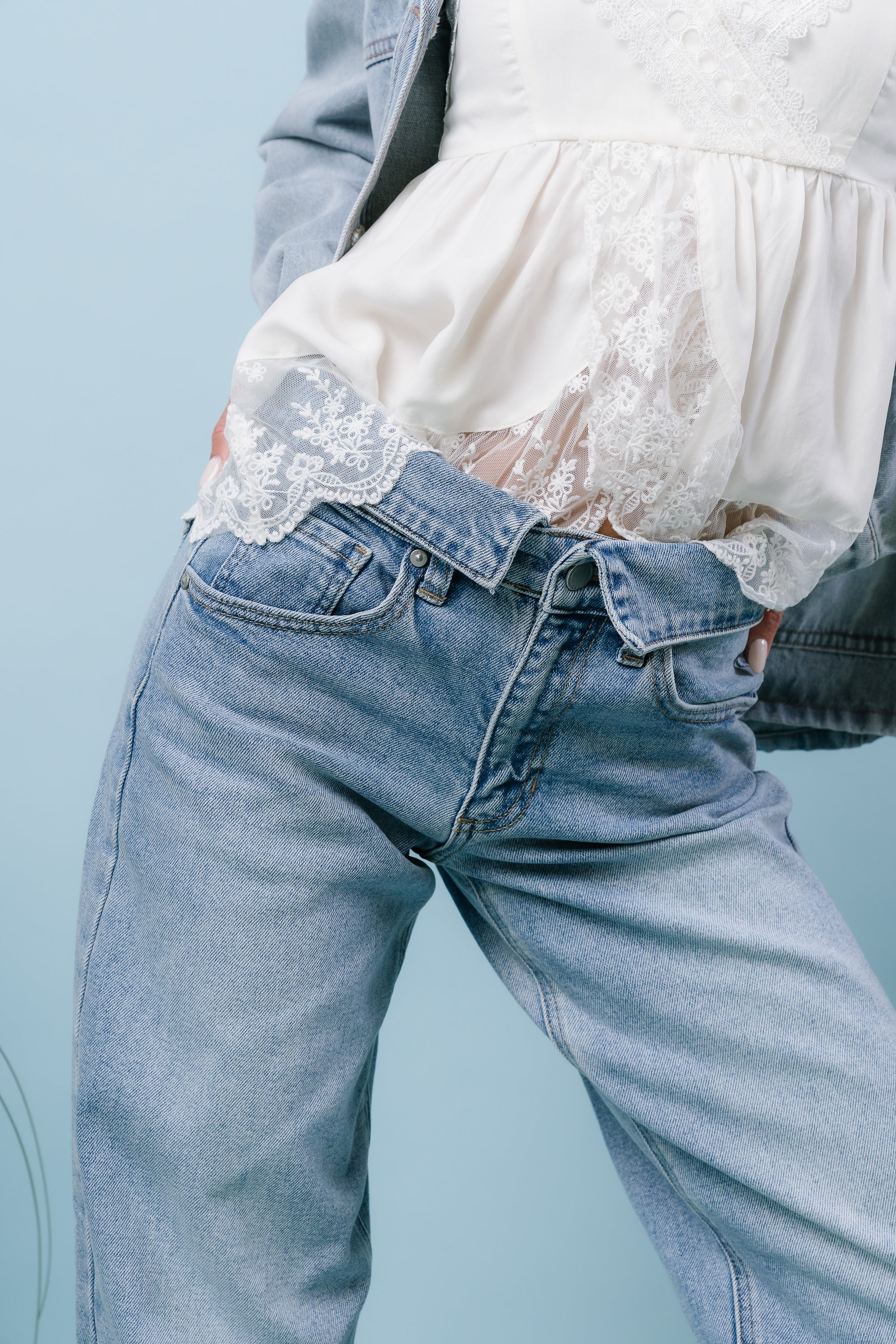Karina Folded Straight Leg Jeans