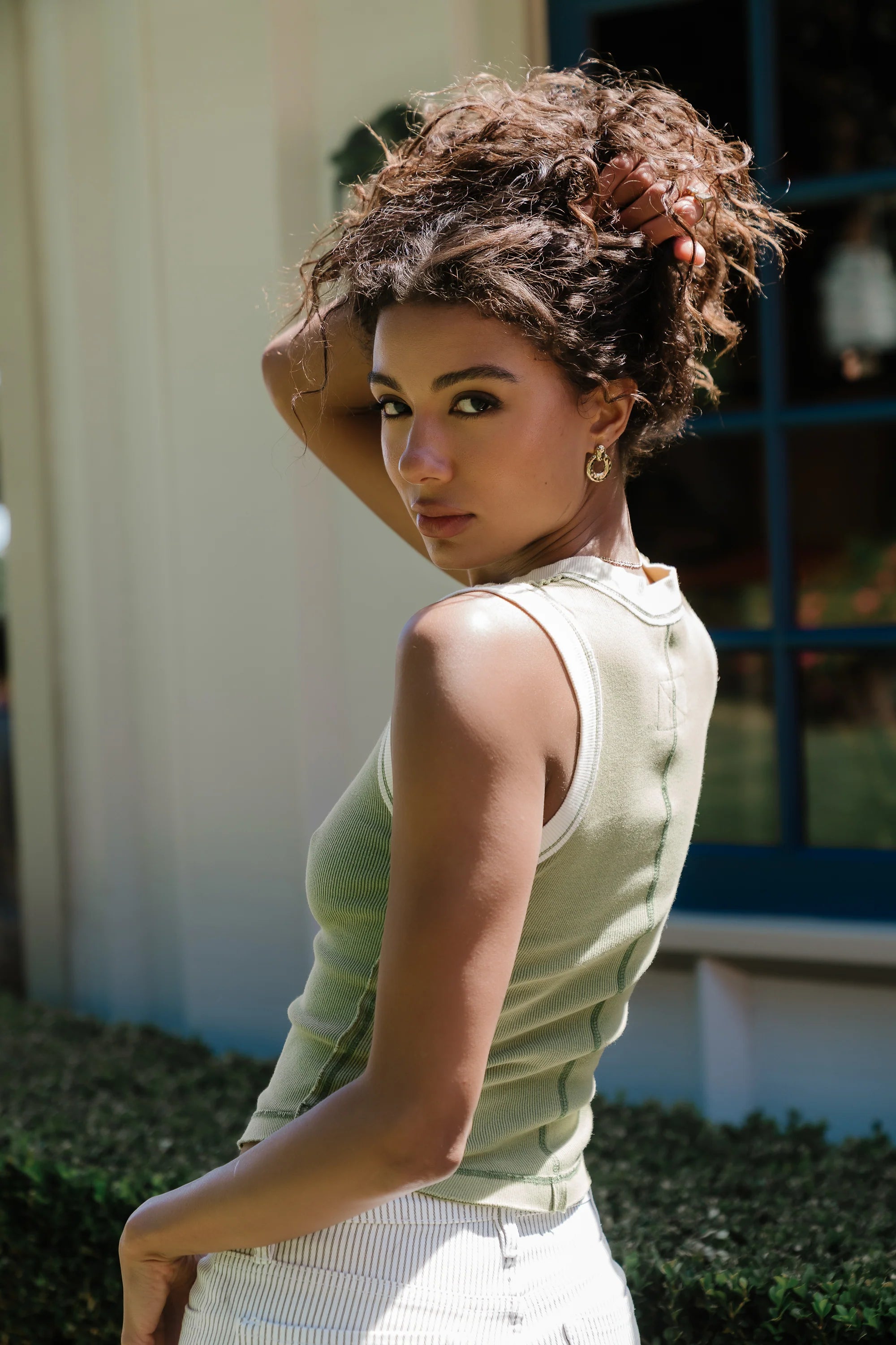Lilah Reverse Seam Tank in Green