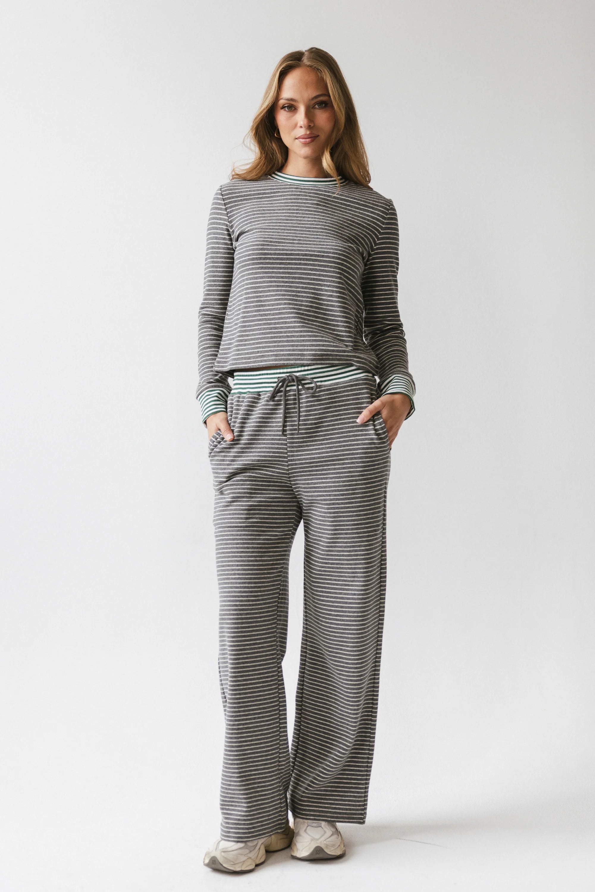 April Striped Pants in Grey FINAL SALE