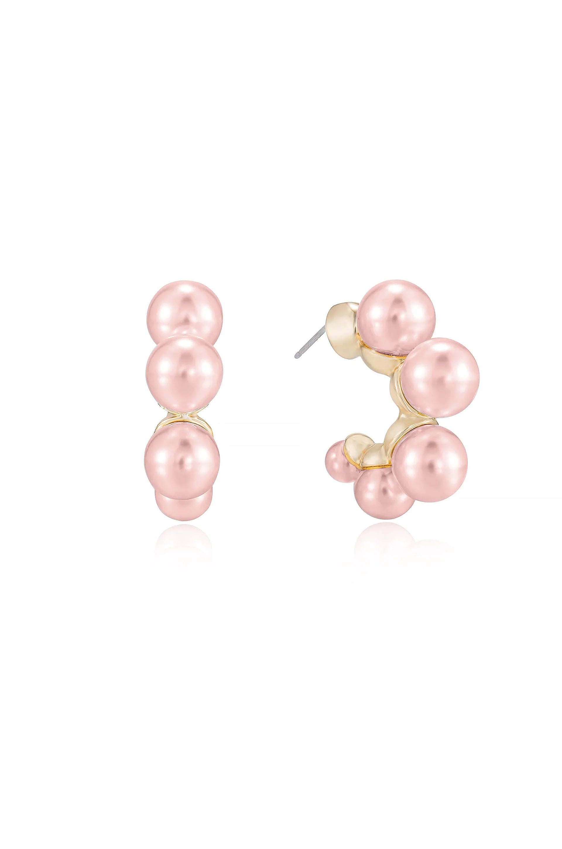 Five Pearls Hoop Earrings