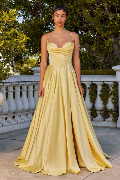 COSIMA GOWN LUXE SATIN A LINE CORSET DRESS