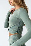Kassie Crossover Crop Top in Teal