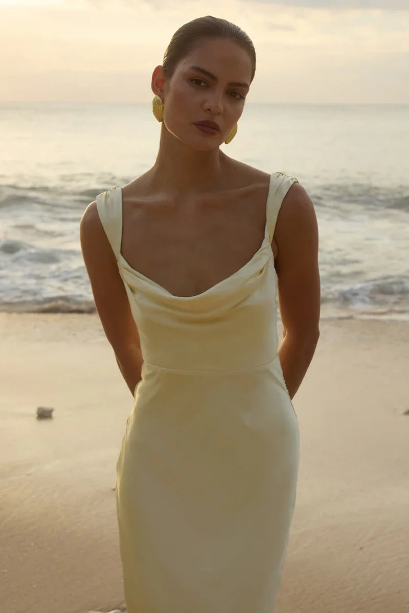 Margot Cowl Neck Satin Maxi Dress