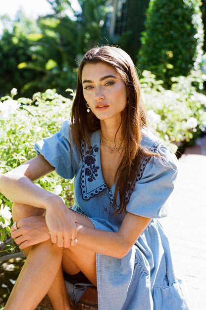 River Embroidered Mini Dress FINAL SALE