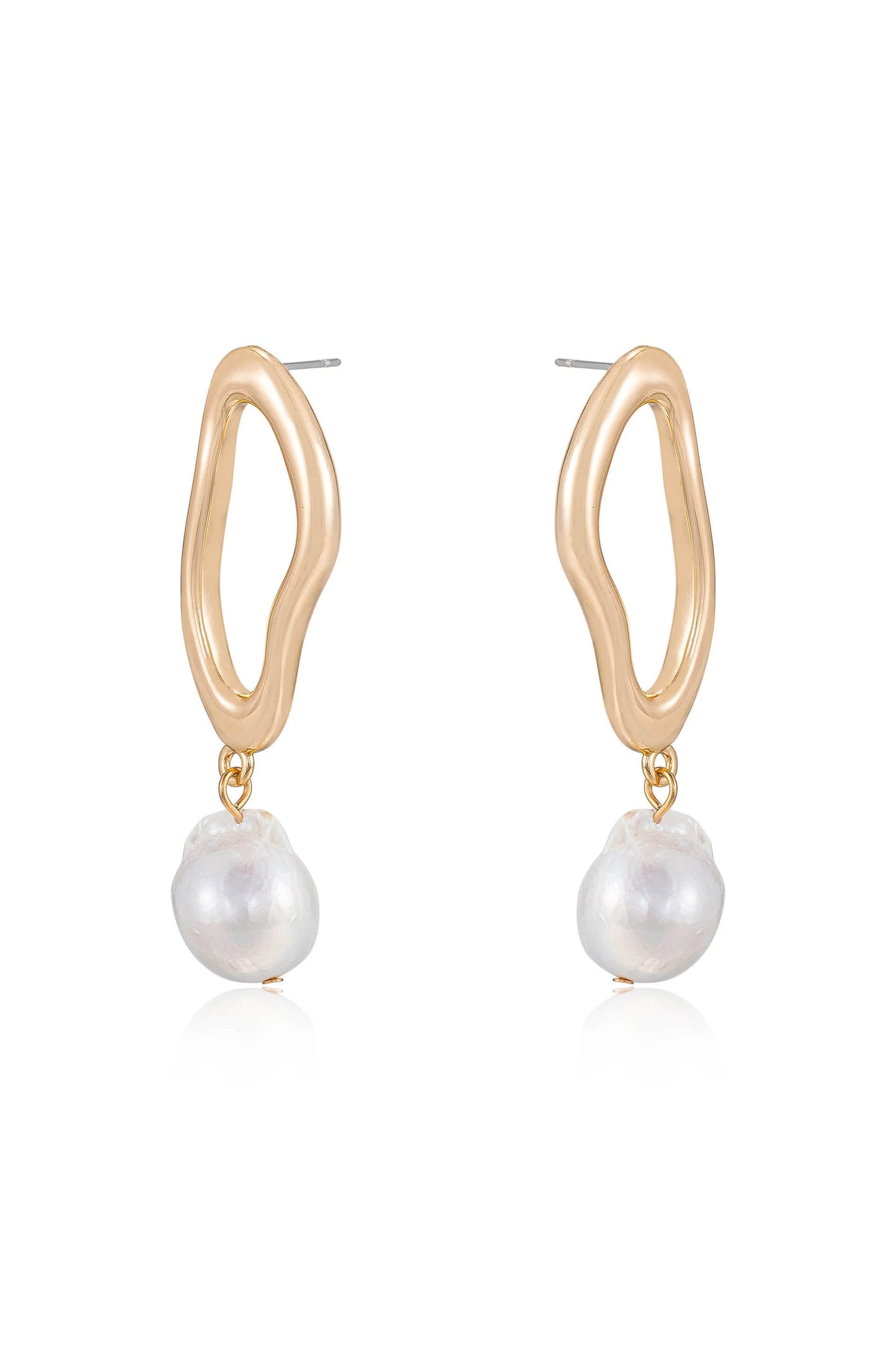 Open Circle Freshwater Pearl Earrings